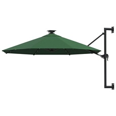 Parasol mural de jardin avec LED 300 cm vert