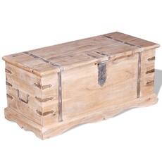 Vidaxl Blanche Coffre De Rangement Bois D Acacia