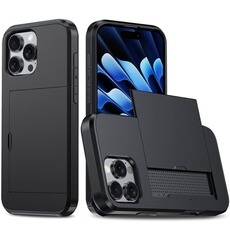 Coque et étui téléphone mobile GENERIQUE Pour iPhone 16e (6,1 pouces) - Coque Glissante Porte-Cartes 2 en 1 Antichoc - Noir