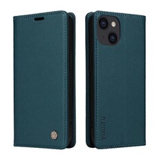 Coque et étui téléphone mobile zursana Flip Étui Pour iPhone 15 et Stand Fonctionnalité Attraction magnétique forte Faux cuir et TPU entièrement mat Avec Fentes à cartes Bleu