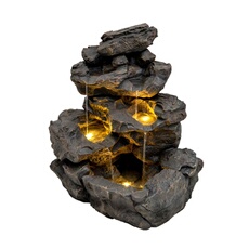Fontaine de Jardin Cascade Electrique « Rustic Rapids » Extérieure LED Pompe