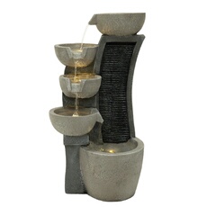 Fontaine de Jardin Cascade Electrique « Sleek Streams » Extérieure LED Pompe