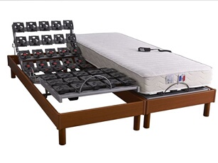 Lot 2 Lits electriques electriques tous plots avec Reglage fermete lombaire 2x90 x 200 cm