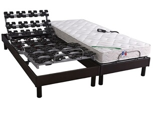 Ensemble relaxation 100% latex 5 zones 73kg/m3 + sommier avec zone lombaire ferme - Dimensions - 2x90 x 200 cm