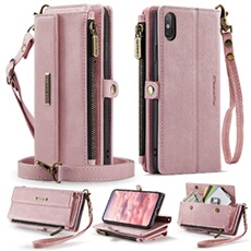 Etui FOXDOCK pour iPhone X/XS RFID Bloquer un portefeuille multifonction couvercle en cuir vintage avec des emplacements de carte et une bandoulière