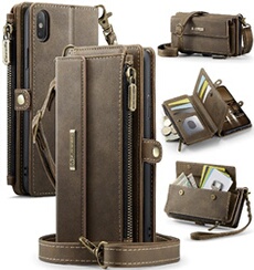 Etui FOXDOCK pour iPhone XS Max RFID Bloquer un portefeuille multifonction couvercle en cuir vintage avec des emplacements de carte et une