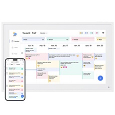 Cadre Photo Numérique 15.6 Calendrier Gestion Tâches/Agenda/Etudes, Ecran HD - WIFI Idéal Famille & Cadeau Pratique Blanc