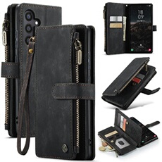 Etui pour Samsung Galaxy S25 Multifonctionnement du portefeuille de portefeuille à fermeture éclair Case de téléphone avec 10 emplacements de carte