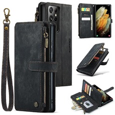 Etui pour Samsung Galaxy S21 Ultra Multifonctionnement du portefeuille de portefeuille à fermeture éclair Case de téléphone avec 10 emplacements de