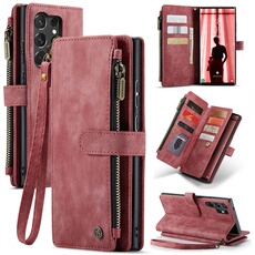 Etui pour Samsung Galaxy S25 Ultra Multifonctionnement du portefeuille de portefeuille à fermeture éclair Case de téléphone avec 10 emplacements de
