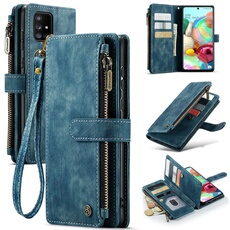 Etui pour Samsung Galaxy A71 4G Multifonctionnement du portefeuille de portefeuille à fermeture éclair Case de téléphone avec 10 emplacements de