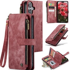 Etui pour iPhone 16 Plus Multifonctionnement du portefeuille de portefeuille à fermeture éclair Case de téléphone avec 10 emplacements de carte et