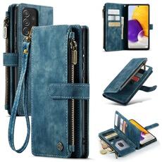 Etui pour Samsung Galaxy A72 Multifonctionnement du portefeuille de portefeuille à fermeture éclair Case de téléphone avec 10 emplacements de carte