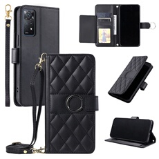 Coque pour Xiaomi Redmi Note 11 Pro 4G/5G étui portefeuille fin en cuir avec anneau magnétique, porte-cartes et longue sangle compatible avec Xiaomi
