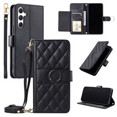 Coque pour Samsung Galaxy A25 5G étui portefeuille fin en cuir avec anneau magnétique, porte-cartes et longue sangle compatible avec Samsung Galaxy