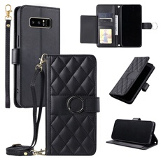 Coque pour Samsung Galaxy Note 8 étui portefeuille fin en cuir avec anneau magnétique, porte-cartes et longue sangle compatible avec Samsung Galaxy