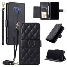 Coque pour Samsung Galaxy Note 9 étui portefeuille fin en cuir avec anneau magnétique, porte-cartes et longue sangle compatible avec Samsung Galaxy