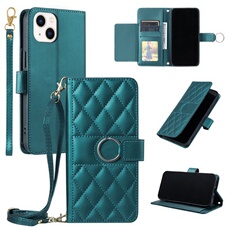 Coque pour iPhone 13 étui portefeuille fin en cuir avec anneau magnétique, porte-cartes et longue sangle compatible avec iPhone 13-Vert