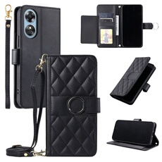 Coque pour OPPO A38 4G/A18 4G étui portefeuille fin en cuir avec anneau magnétique, porte-cartes et longue sangle compatible avec OPPO A38 4G/A18
