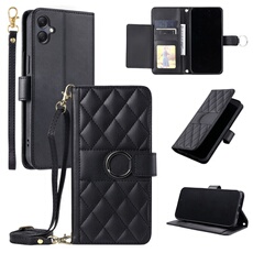 Coque pour Samsung Galaxy A05 étui portefeuille fin en cuir avec anneau magnétique, porte-cartes et longue sangle compatible avec Samsung Galaxy