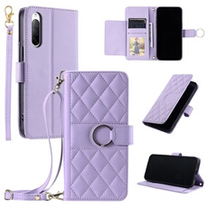 Coque pour Sony Xperia 10 V étui portefeuille fin en cuir avec anneau magnétique, porte-cartes et longue sangle compatible avec Sony Xperia 10