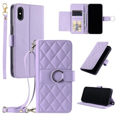 Coque pour iPhone XS MAX étui portefeuille fin en cuir avec anneau magnétique, porte-cartes et longue sangle compatible avec iPhone XS MAX-Violet