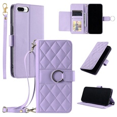Coque pour iPhone 7 Plus/8 Plus étui portefeuille fin en cuir avec anneau magnétique, porte-cartes et longue sangle compatible avec iPhone 7 Plus/8