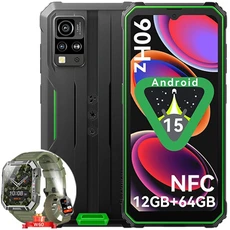 Smartphone Blackview BV4800 SE Téléphone Portable Incassable,Android 15 Smartphone 12Go+64Go,6.56 HD+ 90Hz,Dual SIM 4G Vert avec Smartwatch Blackview W60