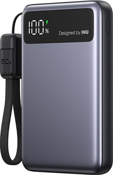 PB Pocket pro slim 10k mAh USB AC + cbl USB C BK