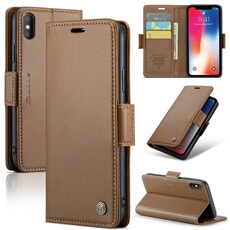 Coque pour iPhone XS Max étui léger en cuir avec fermeture magnétique et blocage RFID, avec 3 emplacements pour cartes, compatible avec iPhone XS