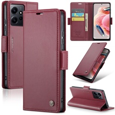 Coque pour Xiaomi Redmi Note 12 4G étui léger en cuir avec fermeture magnétique et blocage RFID, avec 3 emplacements pour cartes, compatible avec