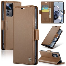 Coque pour Xiaomi 12T/12T Pro étui léger en cuir avec fermeture magnétique et blocage RFID, avec 3 emplacements pour cartes, compatible avec Xiaomi