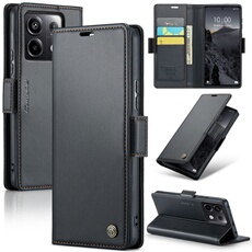 Coque pour Xiaomi POCO X6 5G étui léger en cuir avec fermeture magnétique et blocage RFID, avec 3 emplacements pour cartes, compatible avec Xiaomi