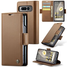 Coque pour Google Pixel Fold étui léger en cuir avec fermeture magnétique et blocage RFID, avec 3 emplacements pour cartes, compatible avec Google