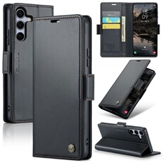 Coque pour Samsung Galaxy S25 Plus étui léger en cuir avec fermeture magnétique et blocage RFID, avec 3 emplacements pour cartes, compatible avec