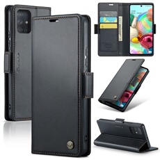 Coque pour Samsung Galaxy A71 4G étui léger en cuir avec fermeture magnétique et blocage RFID, avec 3 emplacements pour cartes, compatible avec