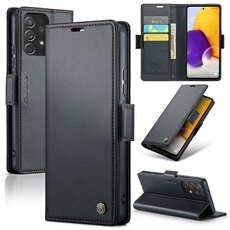 Coque pour Samsung Galaxy A72 étui léger en cuir avec fermeture magnétique et blocage RFID, avec 3 emplacements pour cartes, compatible avec Samsung