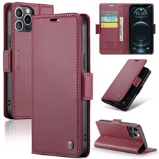 Coque pour iPhone 12 Pro Max étui léger en cuir avec fermeture magnétique et blocage RFID, avec 3 emplacements pour cartes, compatible avec iPhone 12