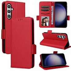 Coque pour Samsung Galaxy S23 FE étui à rabat magnétique en TPU souple antichoc avec porte-cartes, compatible avec Samsung Galaxy S23 FE-Rouge