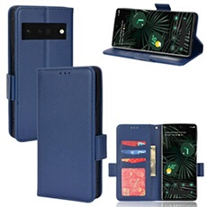 Coque pour Google Pixel 6 Pro étui à rabat magnétique en TPU souple antichoc avec porte-cartes, compatible avec Google Pixel 6 Pro-Bleu