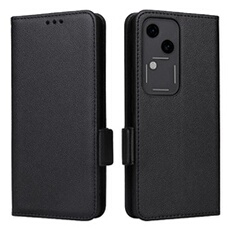 Coque pour VIVO V30 étui à rabat magnétique en TPU souple antichoc avec porte-cartes, compatible avec VIVO V30-Noir