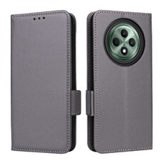 Coque pour OPPO Reno12 F 5G étui à rabat magnétique en TPU souple antichoc avec porte-cartes, compatible avec OPPO Reno12 F 5G-Gris