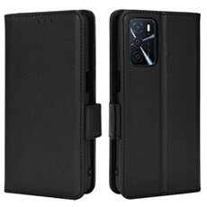 Coque pour OPPO A16/A16S étui à rabat magnétique en TPU souple antichoc avec porte-cartes, compatible avec OPPO A16/A16S-Noir