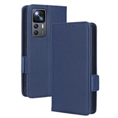 Coque pour Xiaomi 12T/12T Pro étui à rabat magnétique en TPU souple antichoc avec porte-cartes, compatible avec Xiaomi 12T/12T Pro-Bleu
