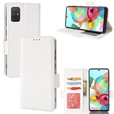 Coque pour Samsung Galaxy A71 4G étui à rabat magnétique en TPU souple antichoc avec porte-cartes, compatible avec Samsung Galaxy A71 4G-Blanc