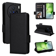 Coque pour vivo X200 Pro Mini 5G étui à rabat magnétique en TPU souple antichoc avec porte-cartes, compatible avec vivo X200 Pro Mini 5G-Noir