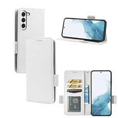 Coque pour Samsung Galaxy S23 Plus étui à rabat magnétique en TPU souple antichoc avec porte-cartes, compatible avec Samsung Galaxy S23 Plus-Blanc