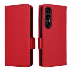 Coque pour Sony Xperia 1 VII étui à rabat magnétique en TPU souple antichoc avec porte-cartes, compatible avec Sony Xperia 1 VII-Rouge