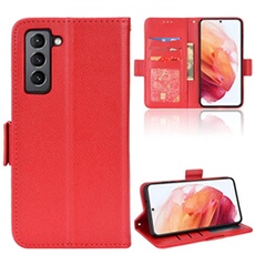 Coque pour Samsung Galaxy S21 étui à rabat magnétique en TPU souple antichoc avec porte-cartes, compatible avec Samsung Galaxy S21-Rouge