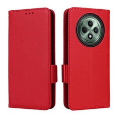 Coque pour OPPO Reno12 F 5G étui à rabat magnétique en TPU souple antichoc avec porte-cartes, compatible avec OPPO Reno12 F 5G-Rouge